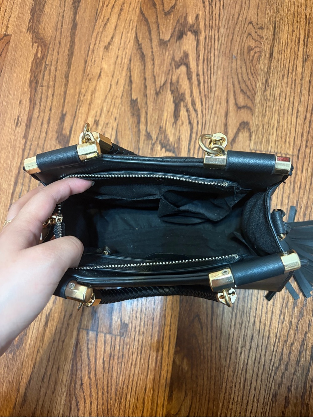 bebe Black Quilted Top-Handle Satchel with Tassel - Picture 5 of 5